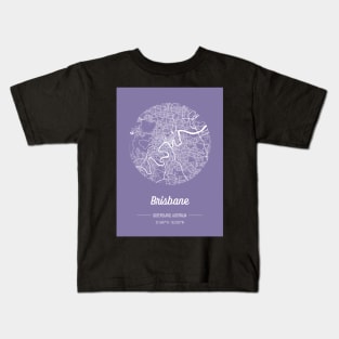 City map in purple: Brisbane, Queensland, Australia with retro vintage flair Kids T-Shirt